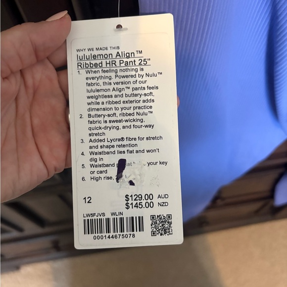 NWT: Lululemon Athletica Align Ribbed HR Leggings, Size 12, Color Wild Indigo - Picture 6 of 6